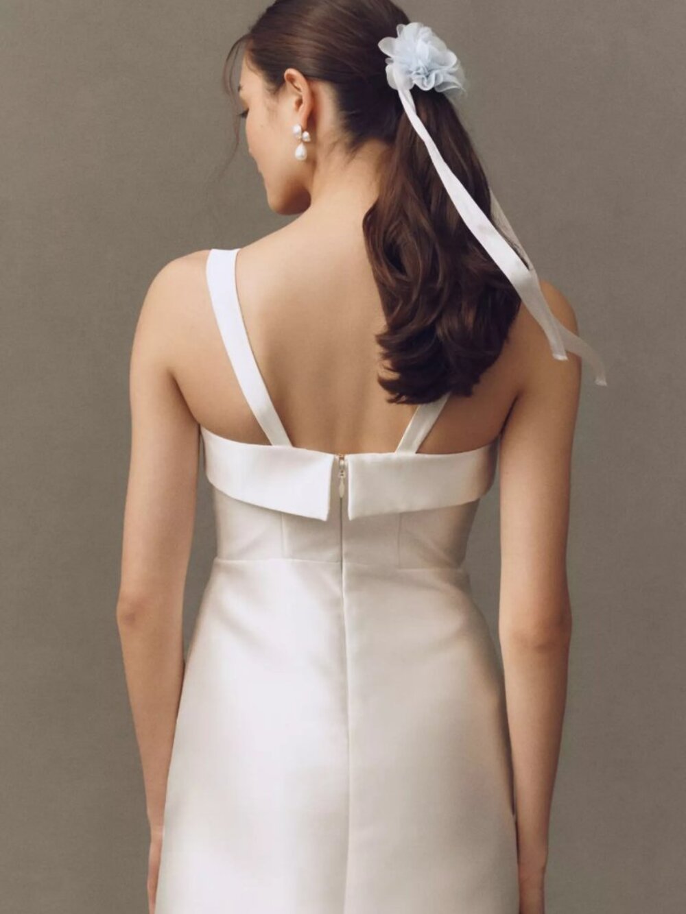 BHLDN Sleeveless Square-Neck Taffeta A-Line Mini Dress - Picture 3 of 9